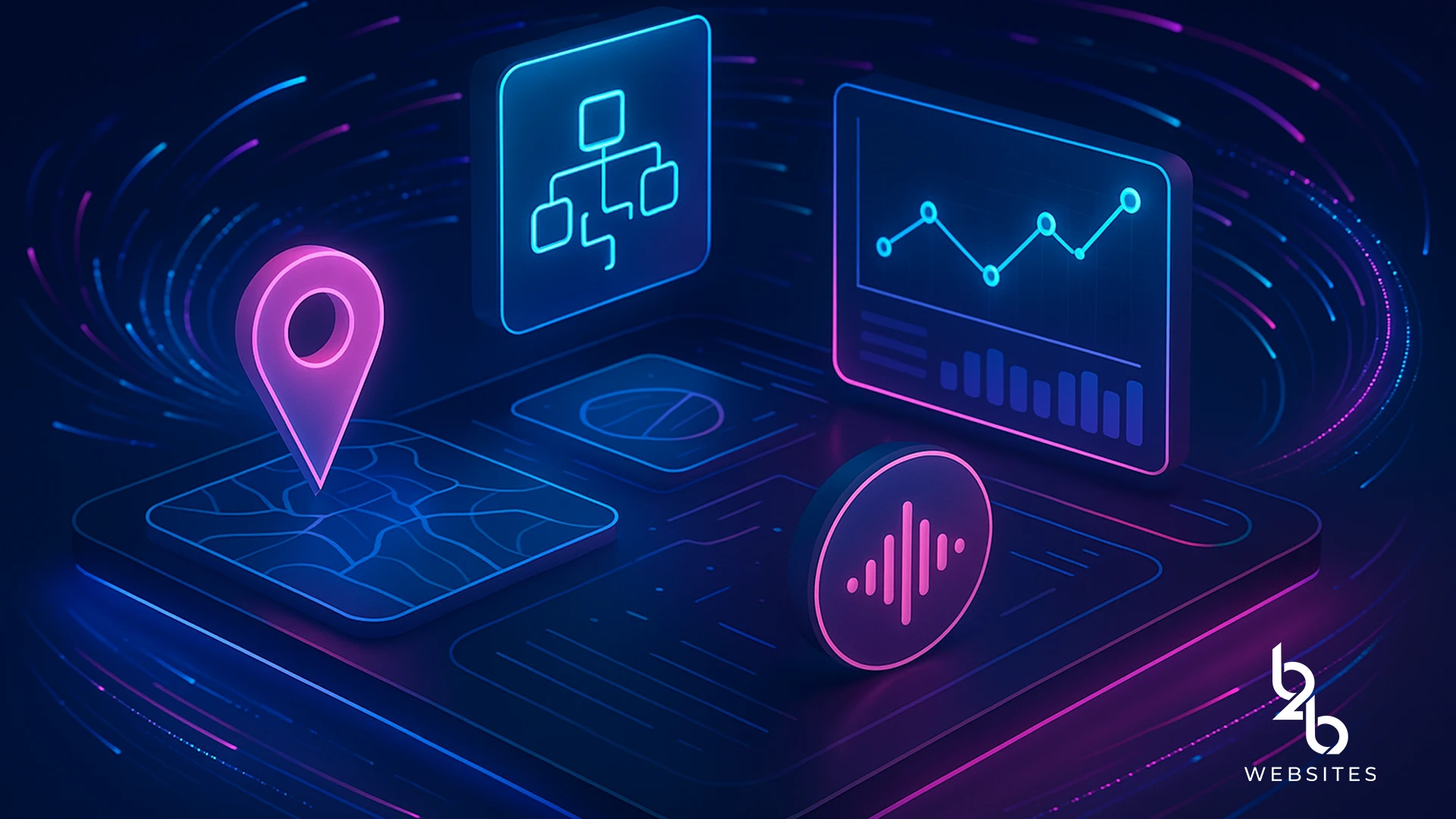 Local business data analysis interface with charts and map.
