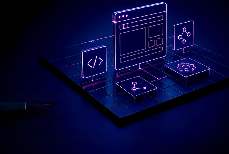 Custom website architecture showing clean code, integrated components, and scalable features that reduce maintenance and long-term costs.