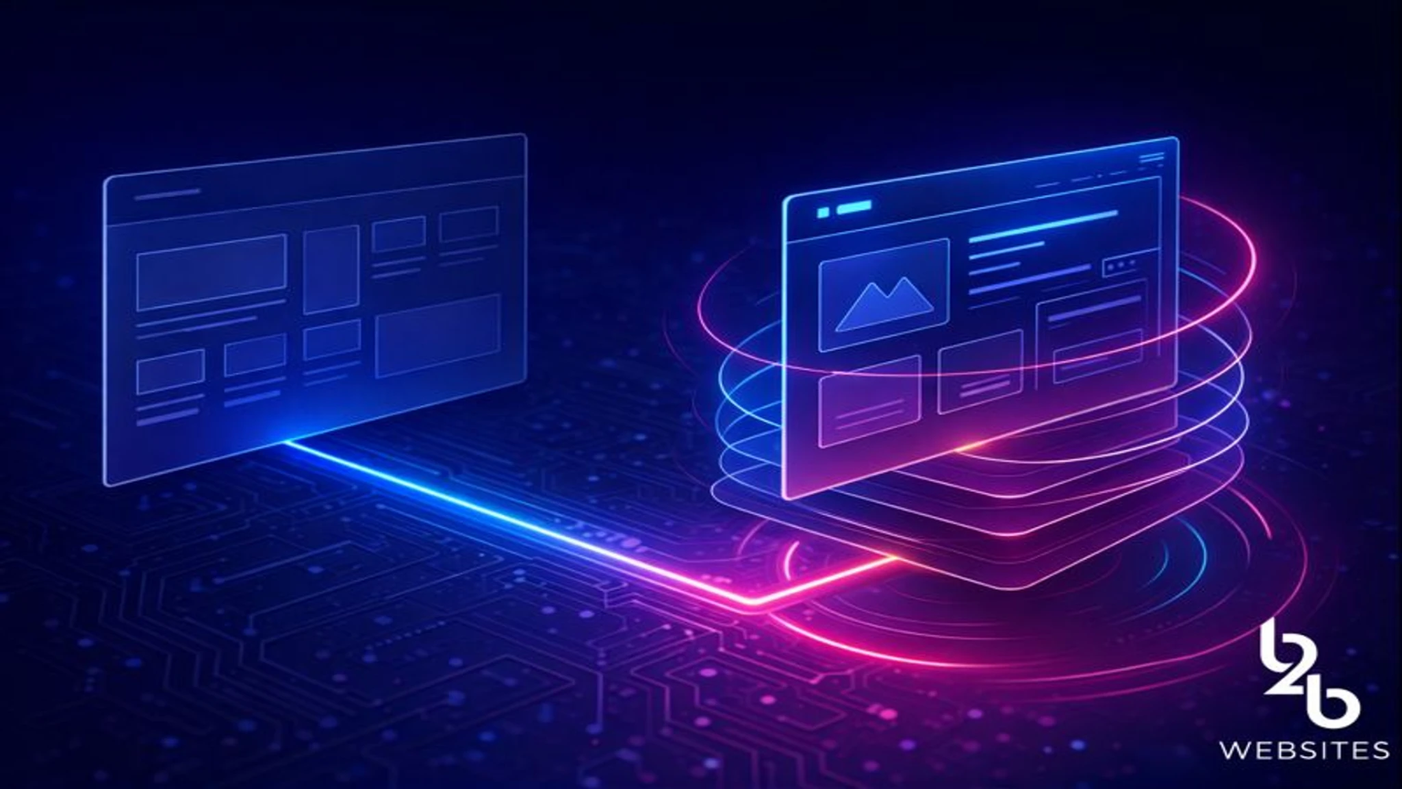 Website evolving from a static brochure layout into a layered, data-driven design that communicates signals to search engines and AI.