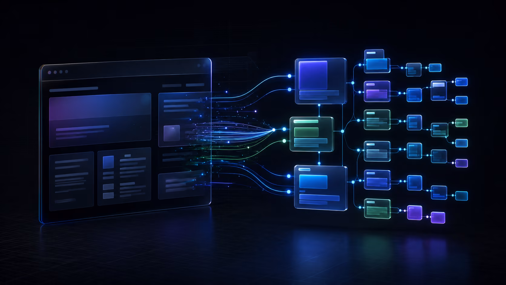 Website content being organised into connected structured data entities.