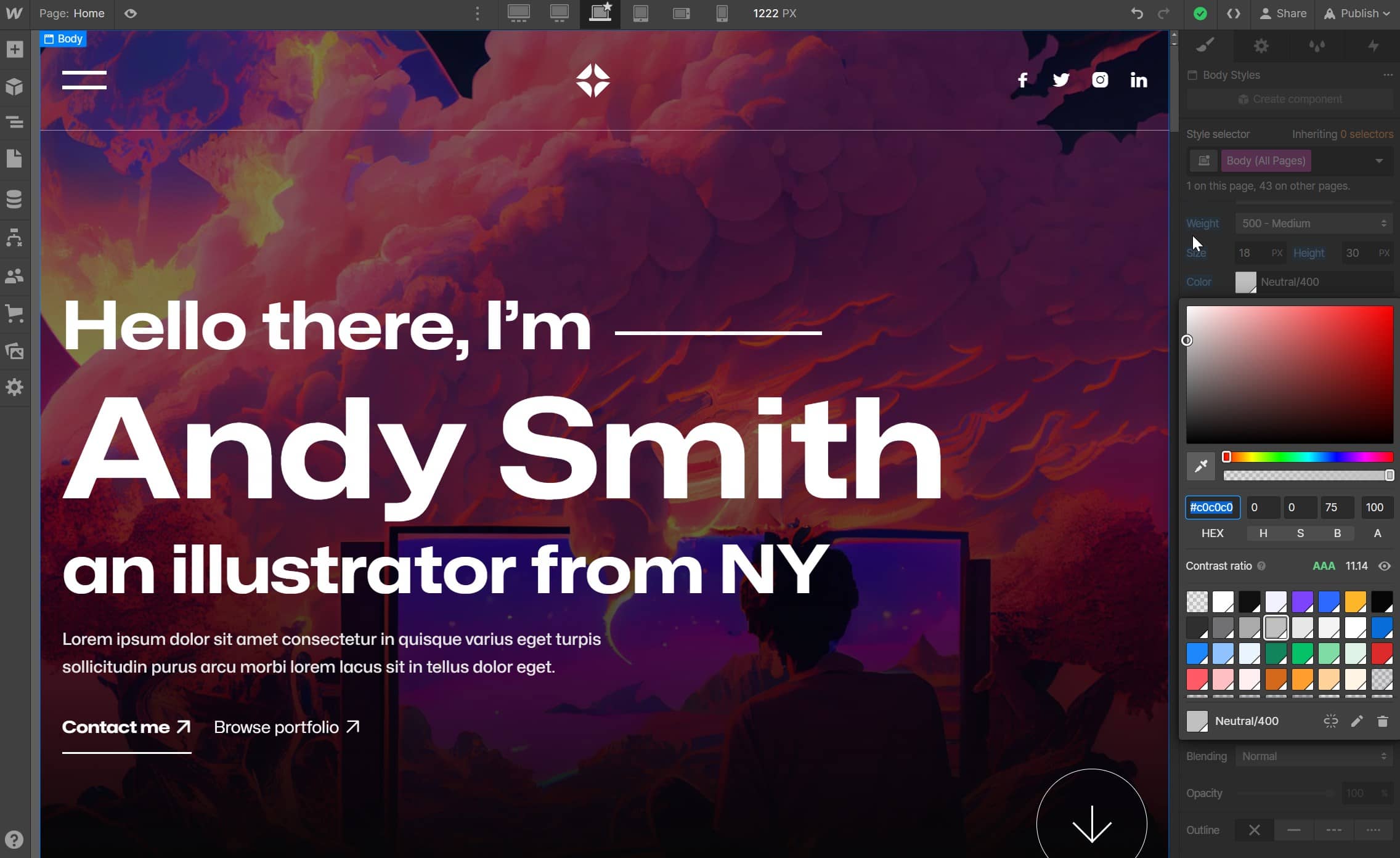 Color - Illustrator X Webflow Template
