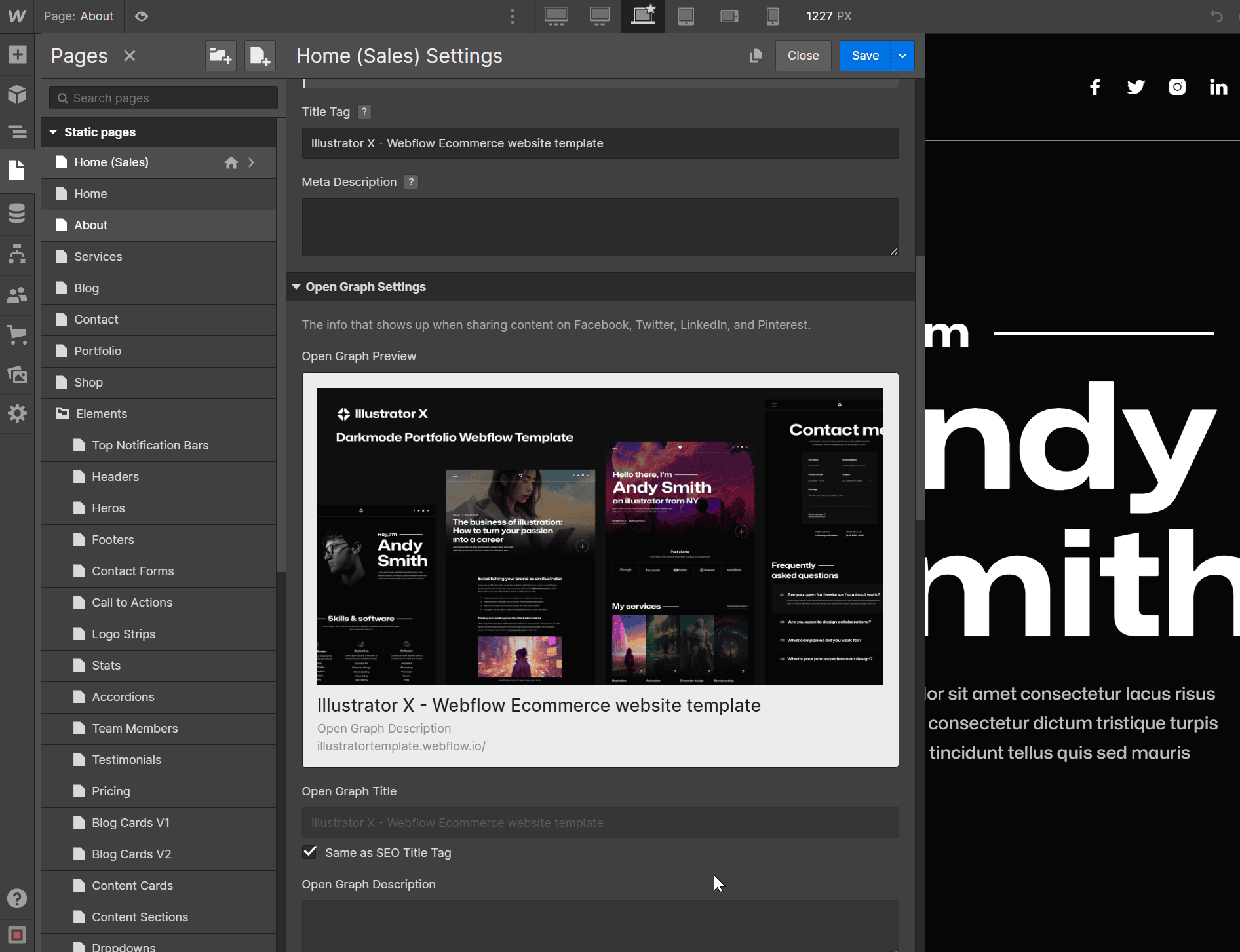 Meta Title - Illustrator X Webflow Template