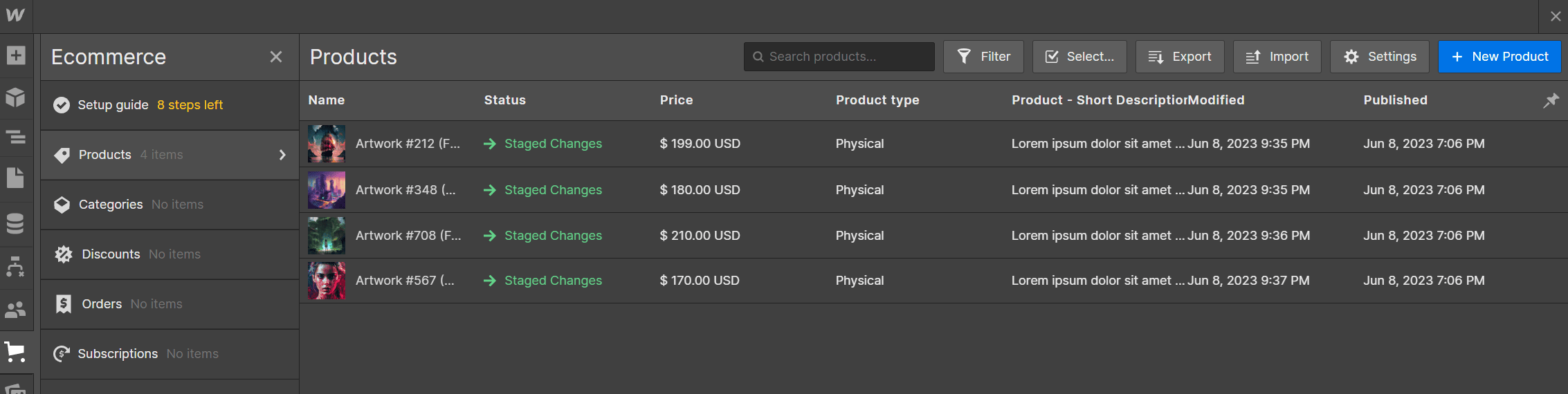 Products CMS - Illustrator X Webflow Template