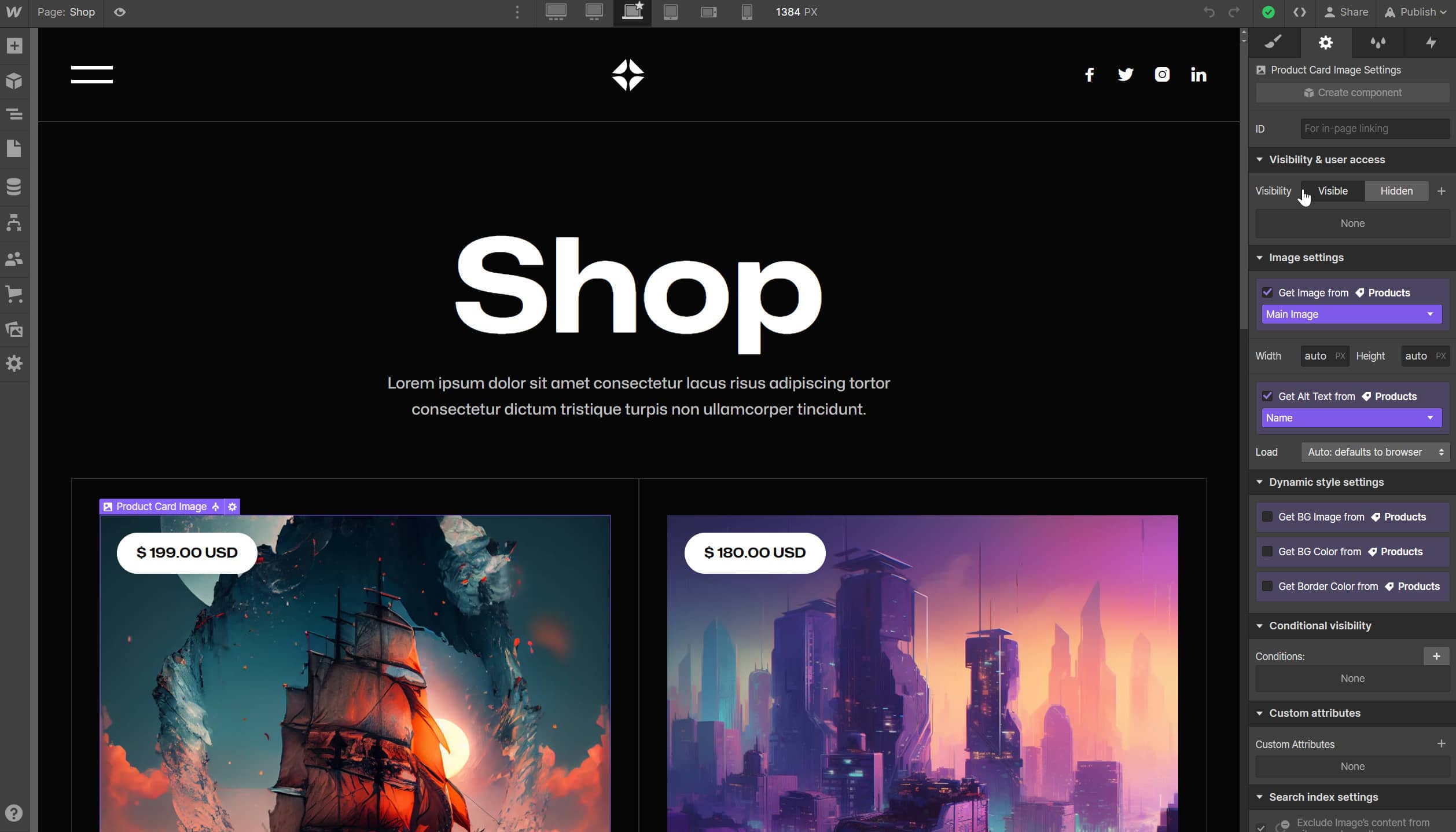 eCommerce Content - Illustrator X Webflow Template