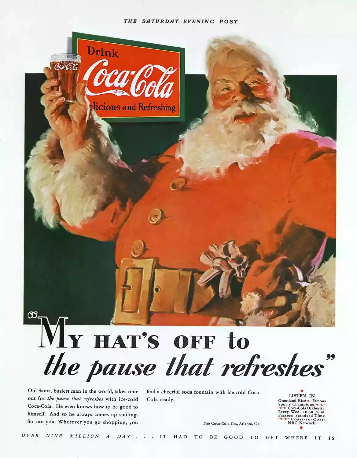 La storica campagna pubblicitaria della Coca Cola apparsa nel 1931 sul The Saturday Evening Post.
