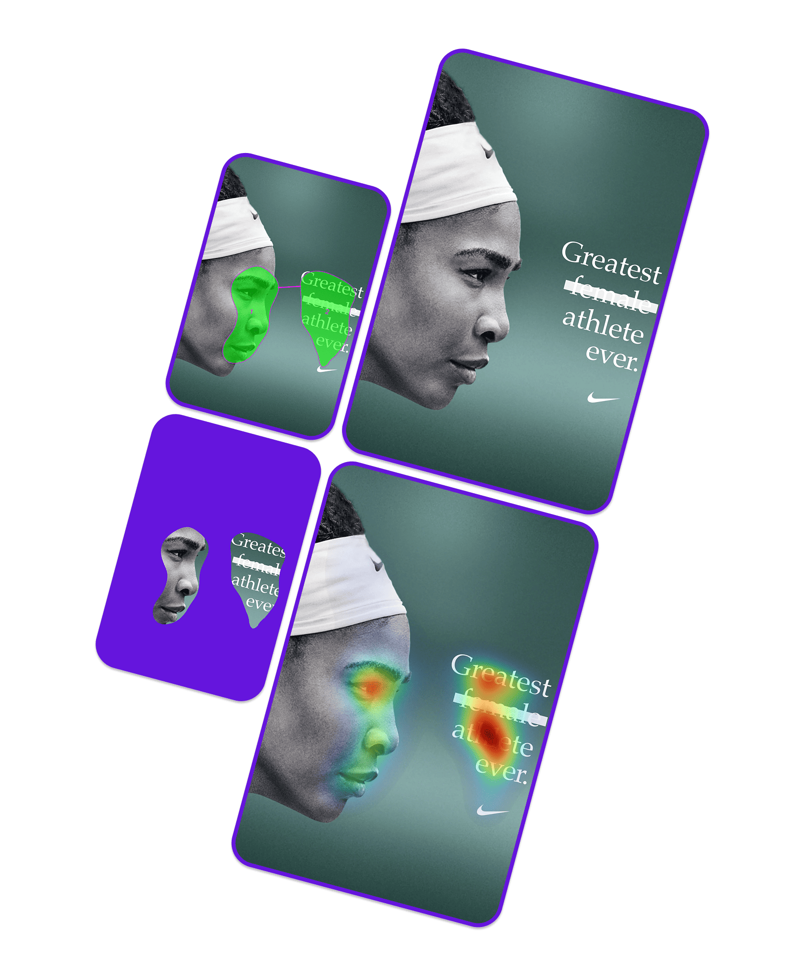 Wide - Rectangle Skyscraper ad combo - Nike heatmaps 'Greatest athlete ever' Ad optimization page