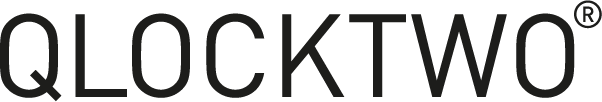 QLOCKTWO marken logo mit trademark symbol.