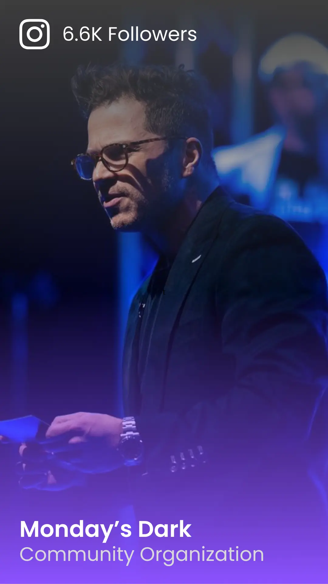 Galindo Media Client, Monday's Dark with Instagram following statistics and occupation or business name.