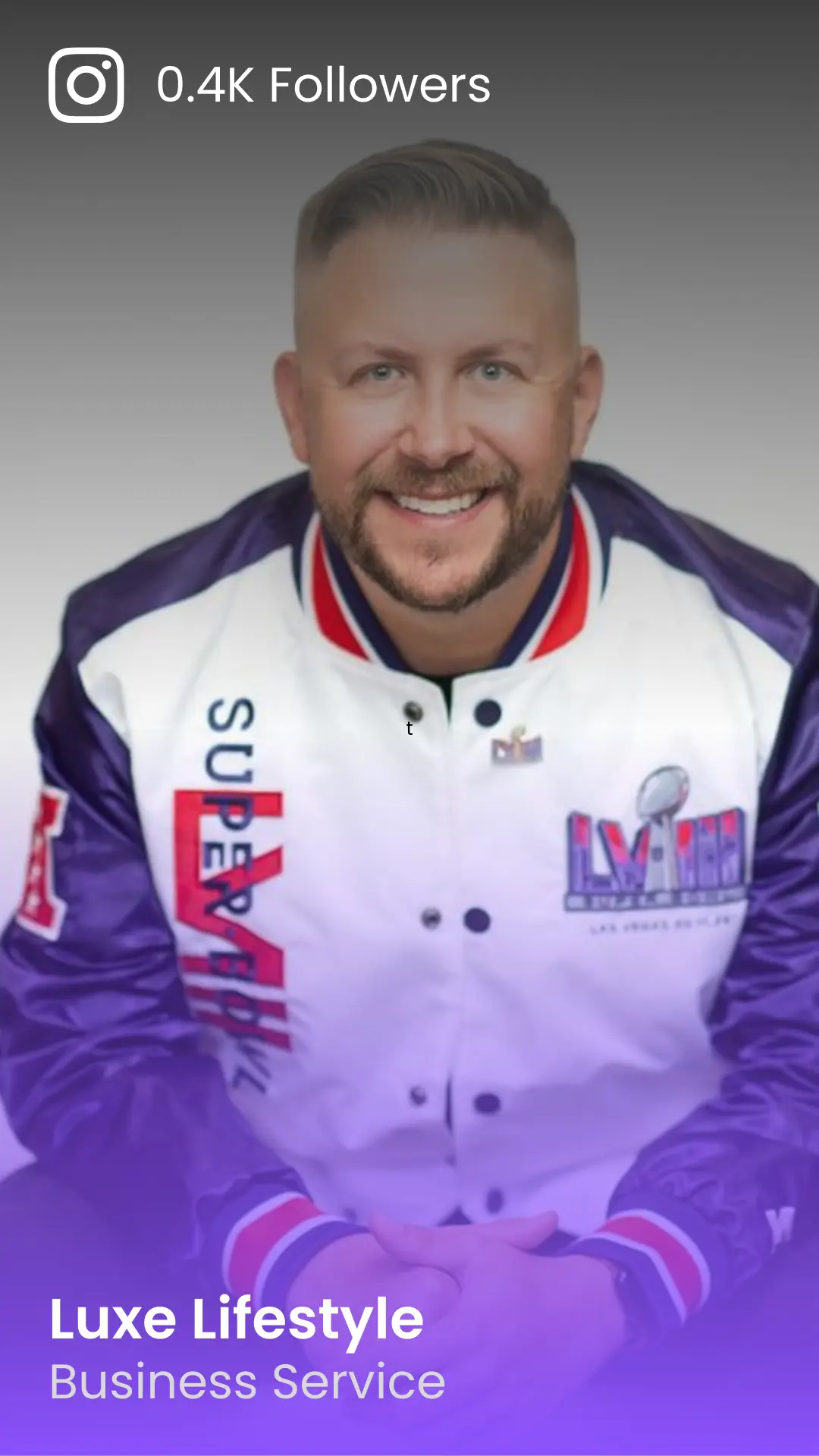 Galindo Media Client, Luxe Lifestyle with Instagram following statistics and occupation or business name.