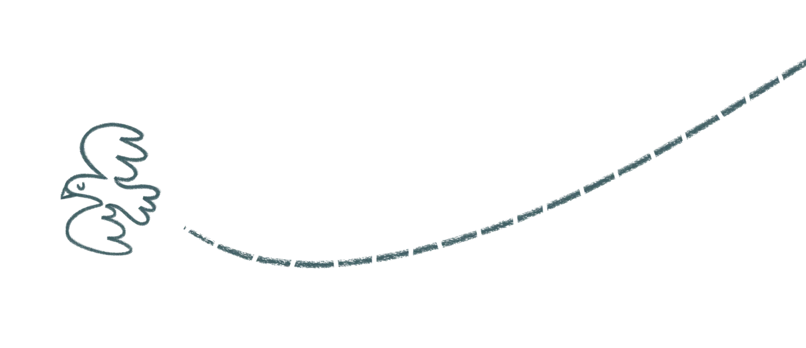 Dashed flight path with a bluebird illustration