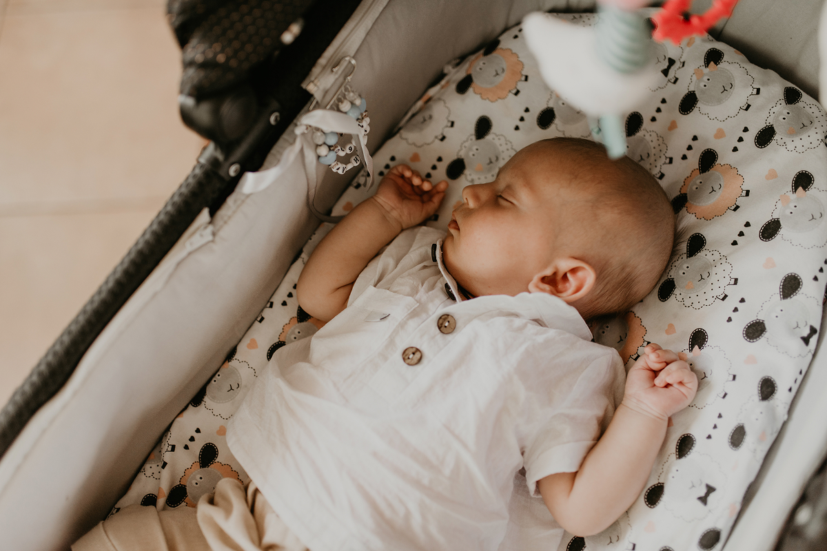 Baby sleeping in bed