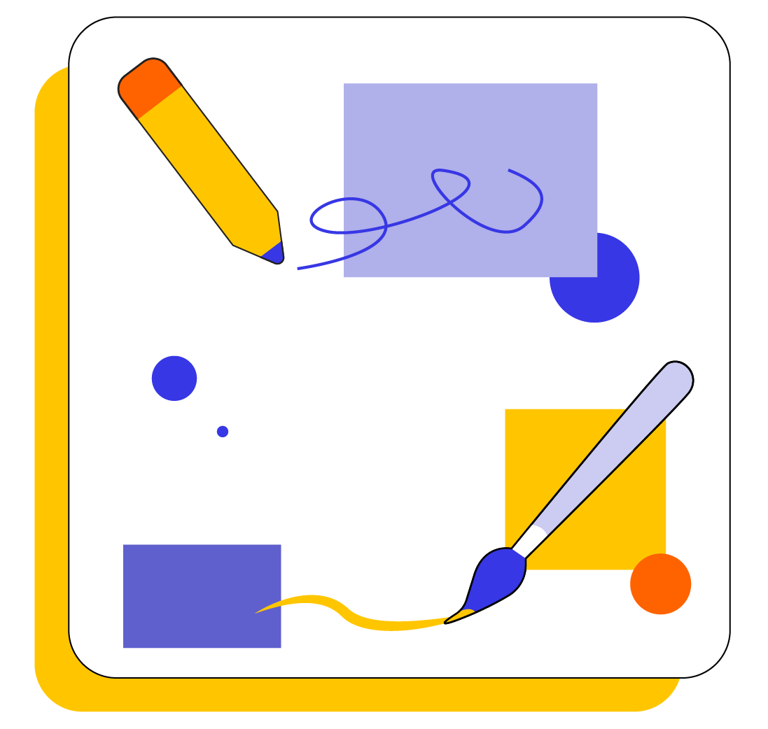 Vector illustration of a pencil and paintbrush