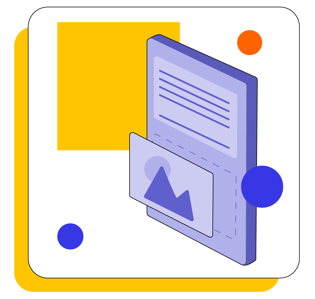 vector illustration of a lo-fidelity article with placement of an image