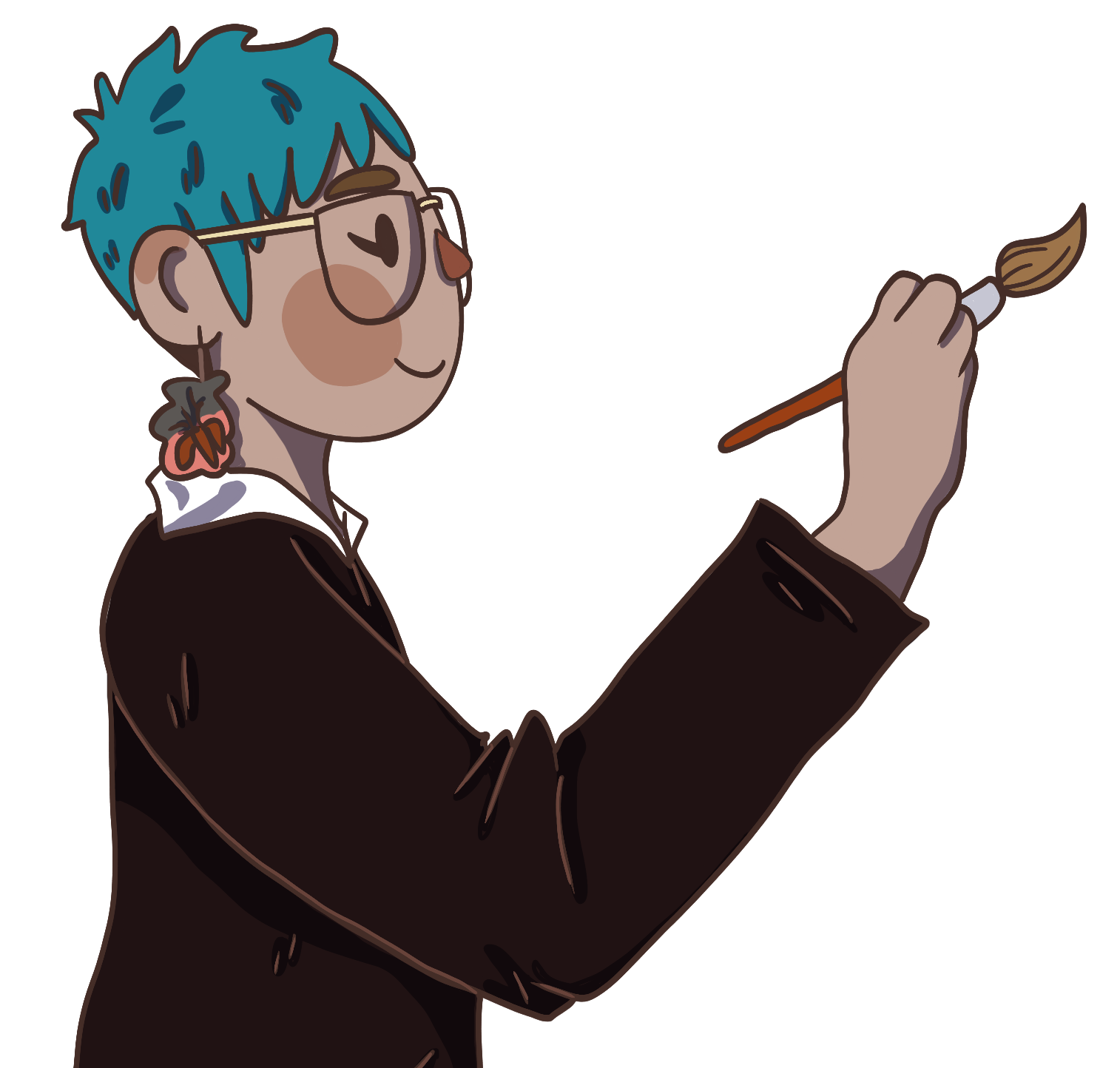 characterized version of Kara holding a paintbrush