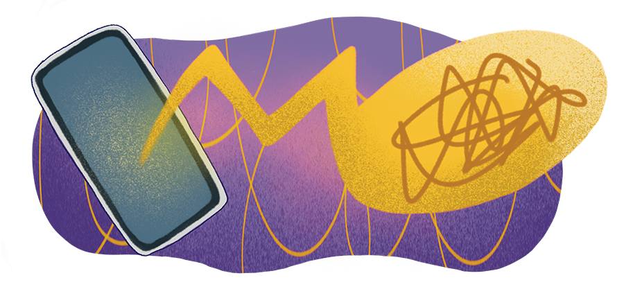 digital spot illustration of static coming from a mobile phone