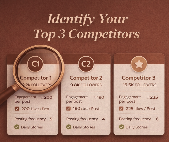 Identify your top 3 social media competitors