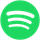 Spotify logo, curved black lines on a green circular background.