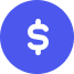Ícono de círculo azul con símbolo de dólar blanco en el centro.