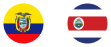 Banderas de Ecuador y Costa Rica una al lado de la otra.
