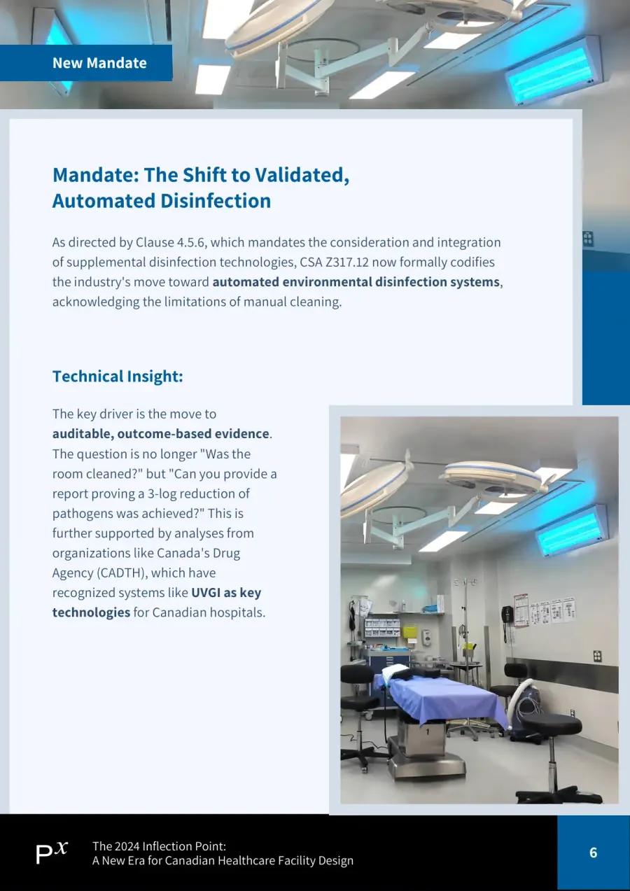 Page 6 of the Prescientx executive briefing on Canada's 2024 CSA healthcare facility standards.