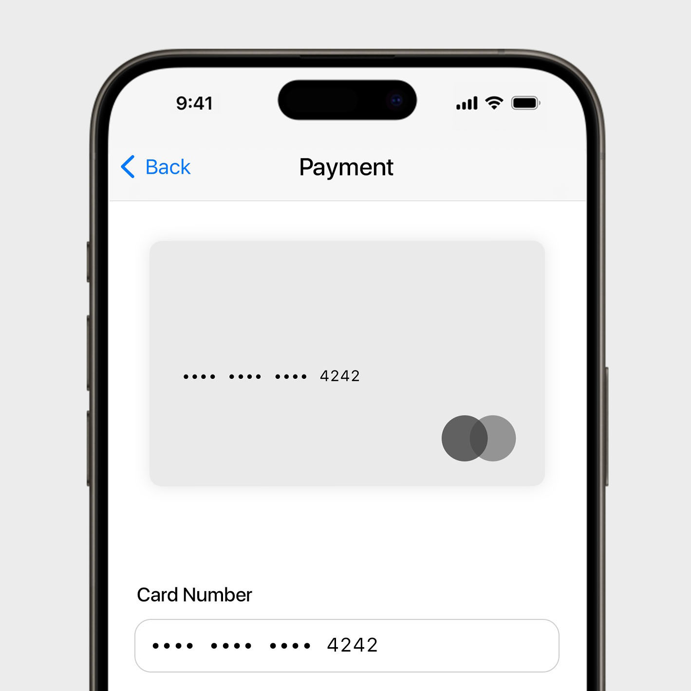 Image of a mobile Dyneti UI scanning a credit card