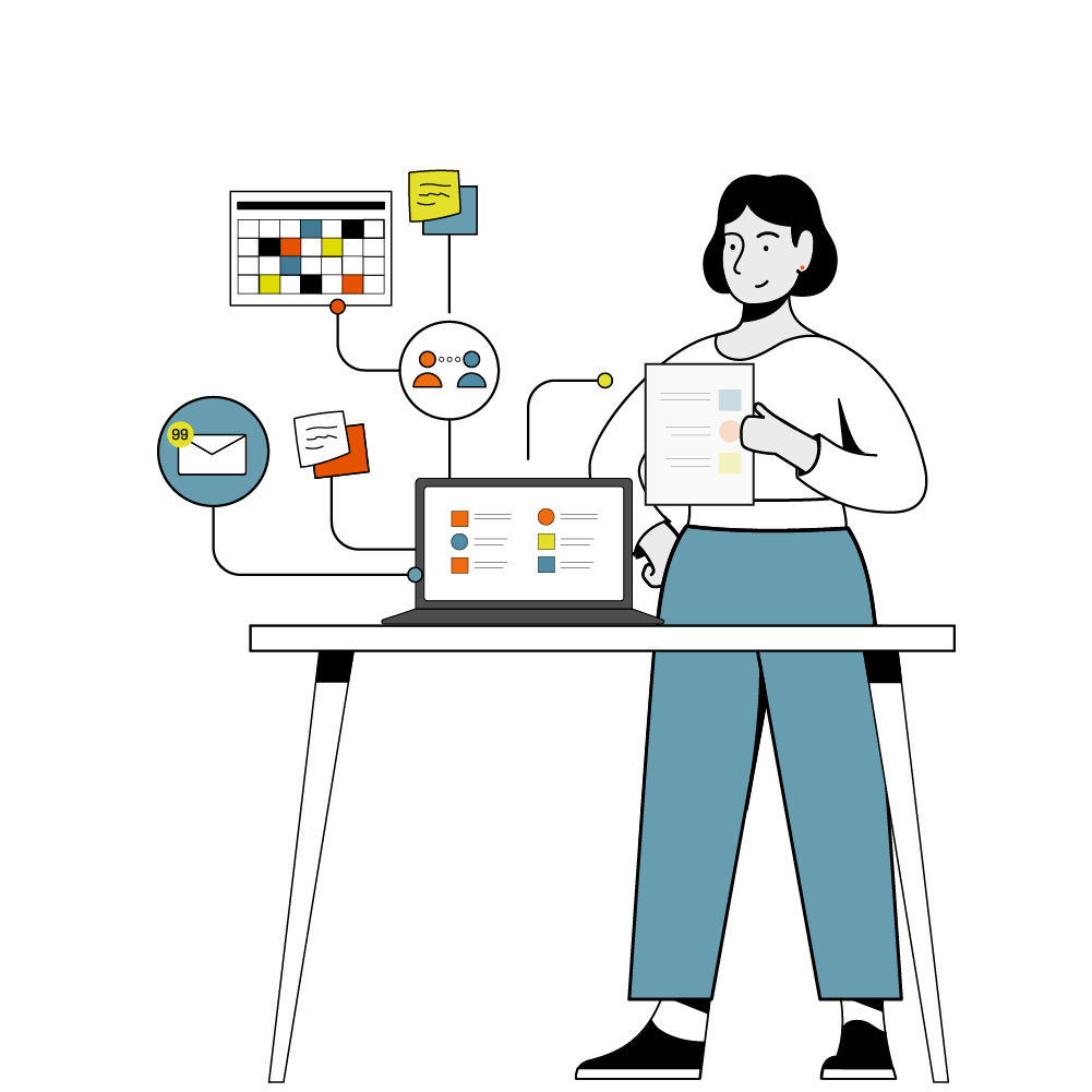 Person managing an automated workflow on a laptop, connecting tasks, emails, and schedules to improve productivity with AI tools.