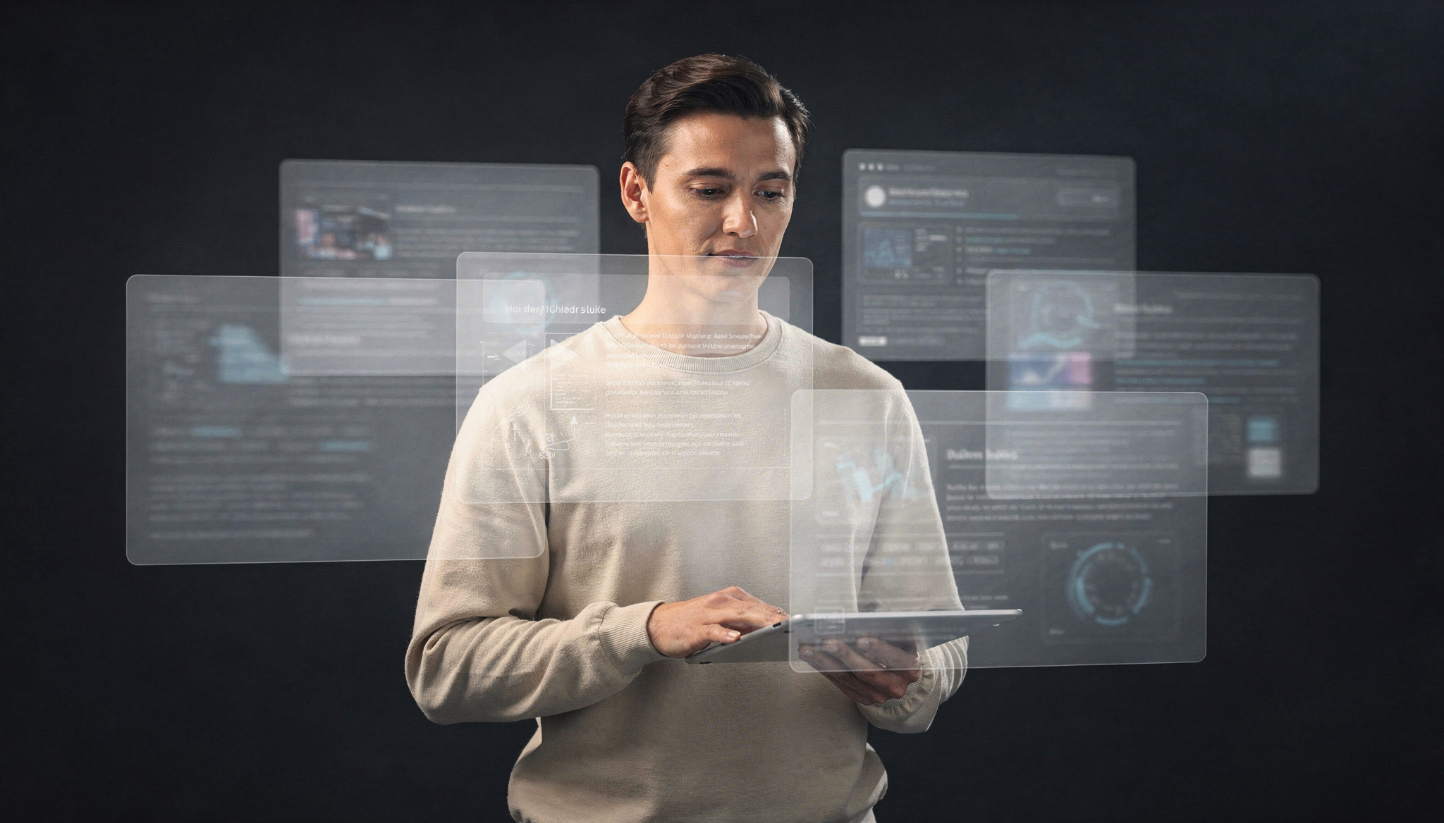 concept: multitasking, divided attention, fragmented work, split focus