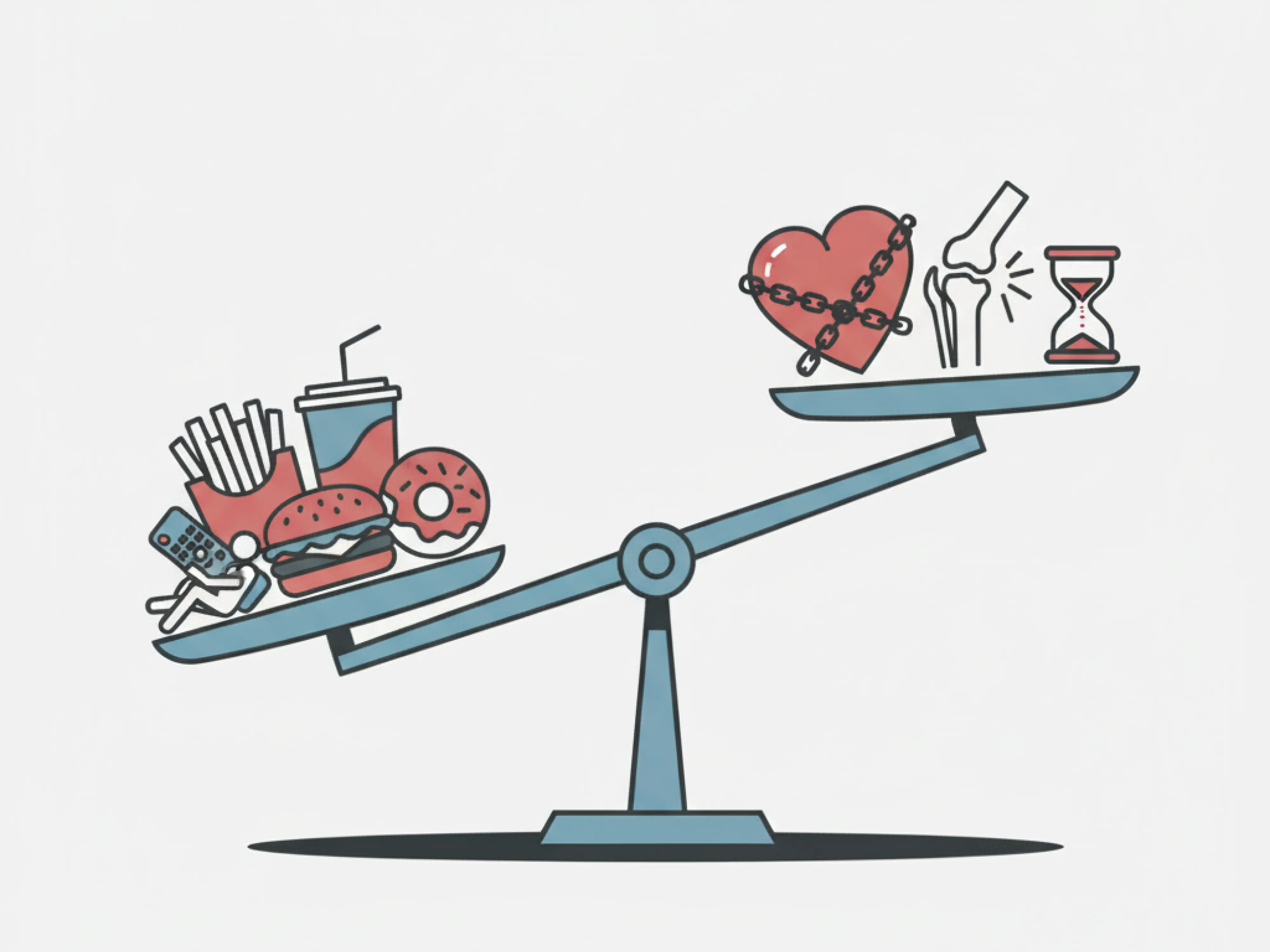 Illustration: Ungesunde Ernährung belastet die Gesundheit.