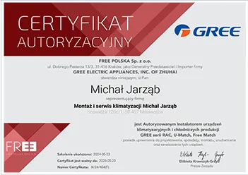 Klimatyzacja Jawor certyfikat