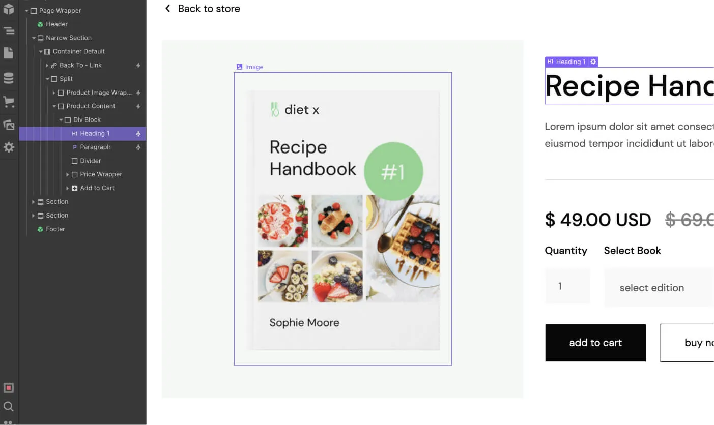 Ecommerce Page - Diet X Webflow Template