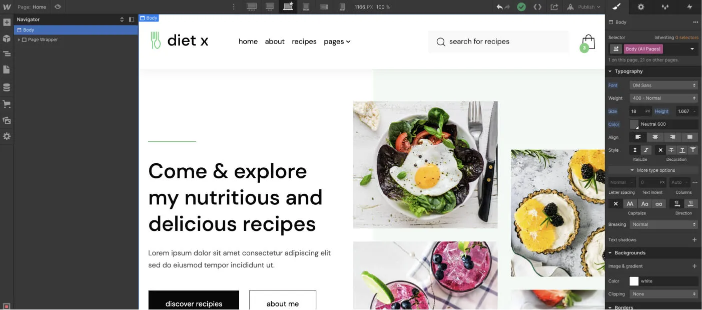 Typography - Diet X Webflow Template