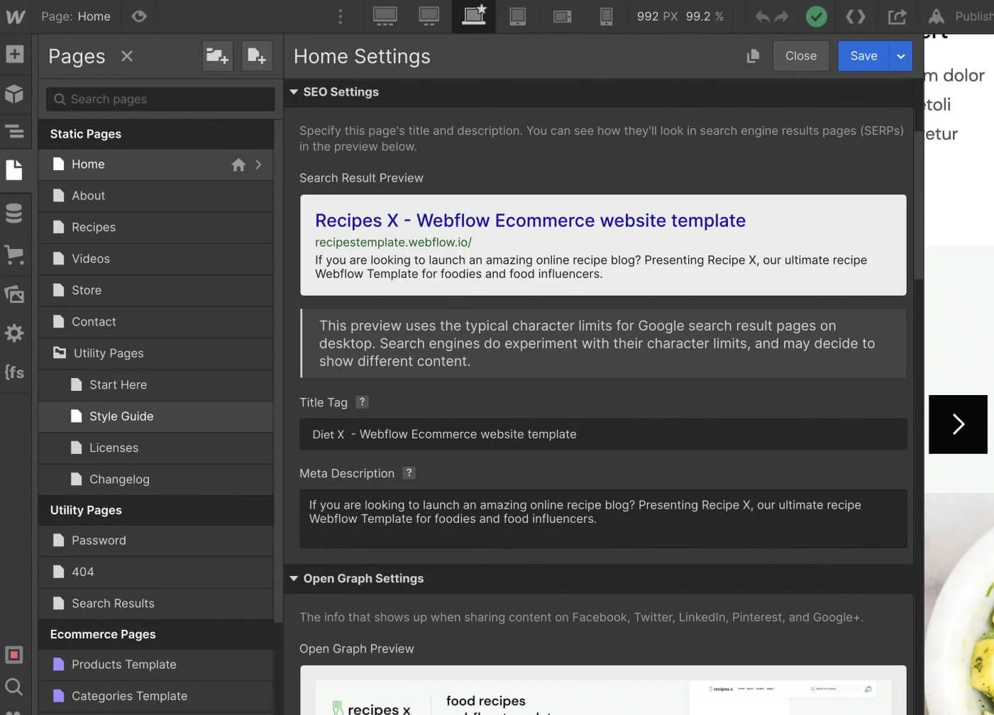 SEO - Diet X Webflow Template