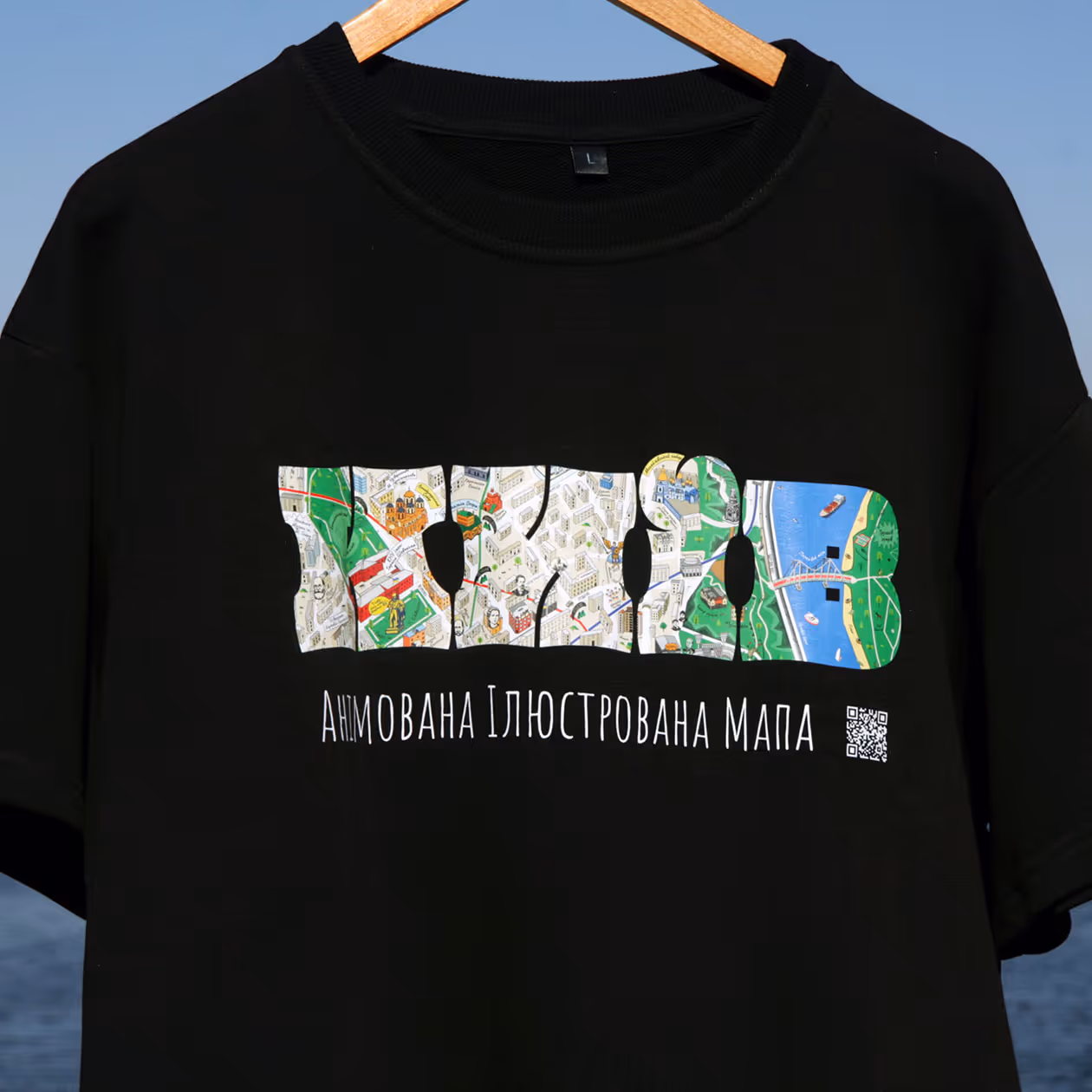Щільна оверсайз футболка, чорна, Київ