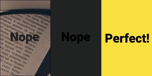 Three examples of color contrast. The first two are poor examples — text over an image and similar colors — and the third example has proper contrast.