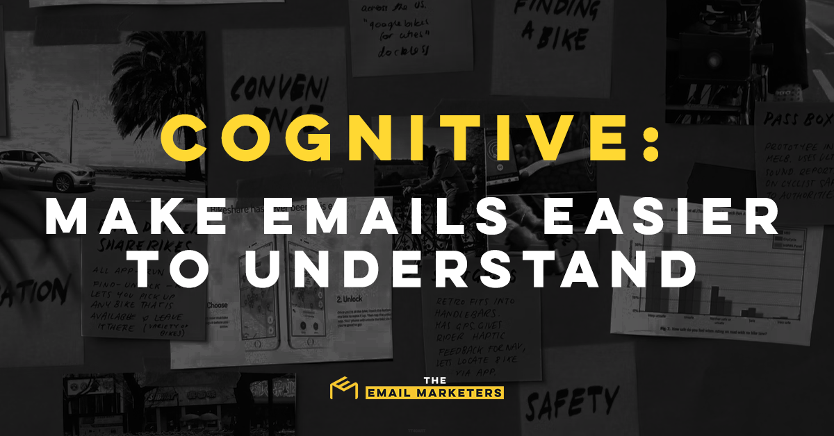 Multiple overlapping notes on corkboard. "Cognitive: Make Emails Easier to Understand."