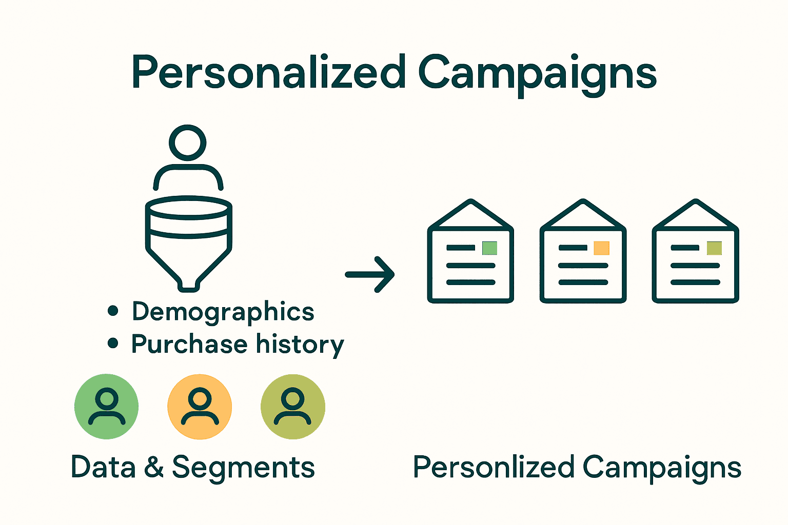 Infographic of data segmentation leading to personalized emails