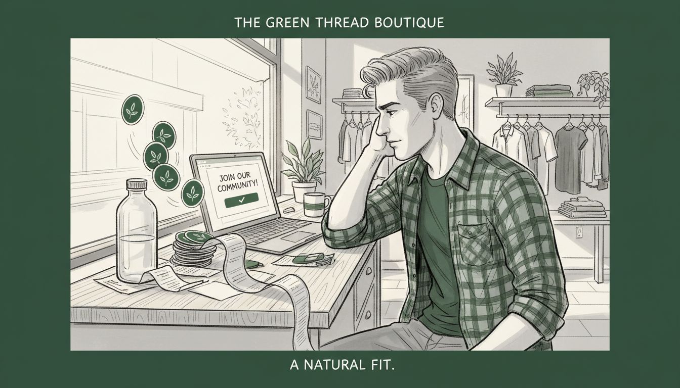 Store owner views website email pop-up