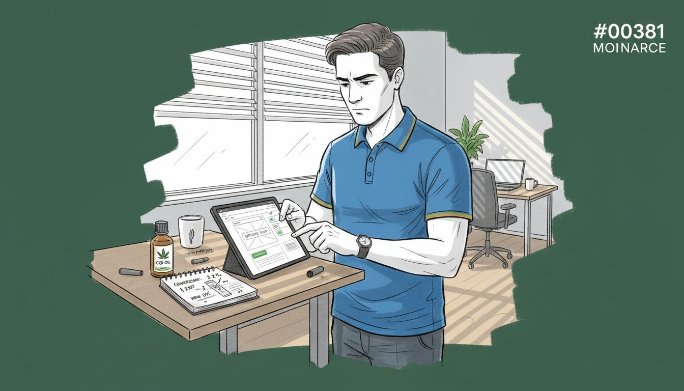 Manager reviewing CBD landing page on tablet