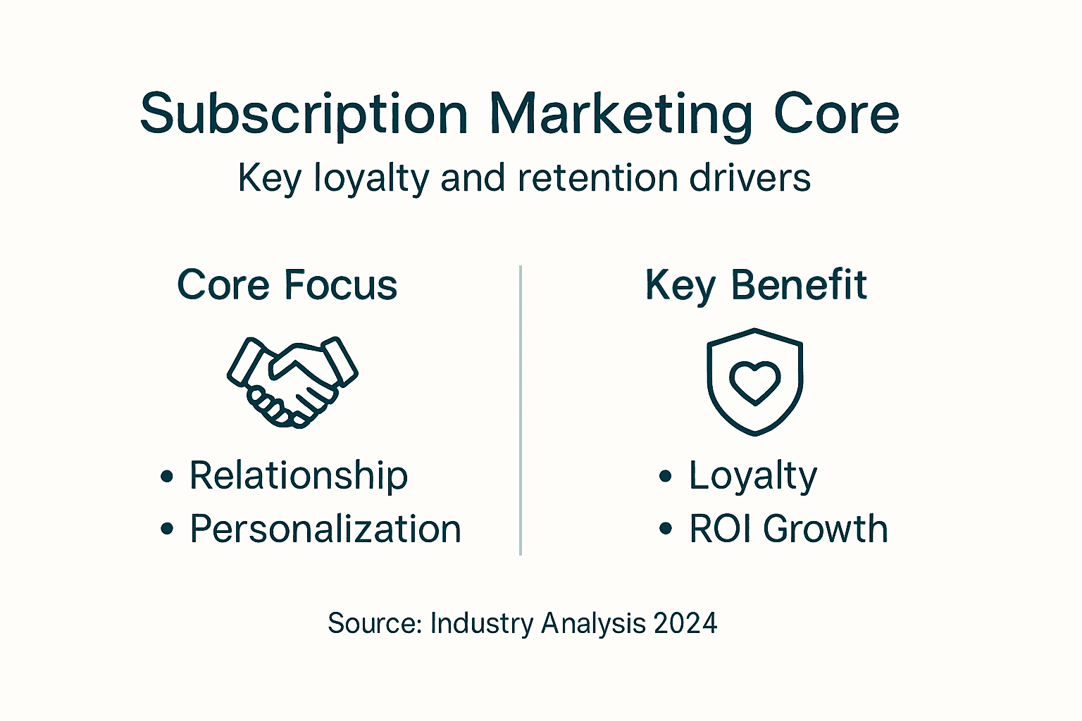 Infographic with core components of subscription marketing
