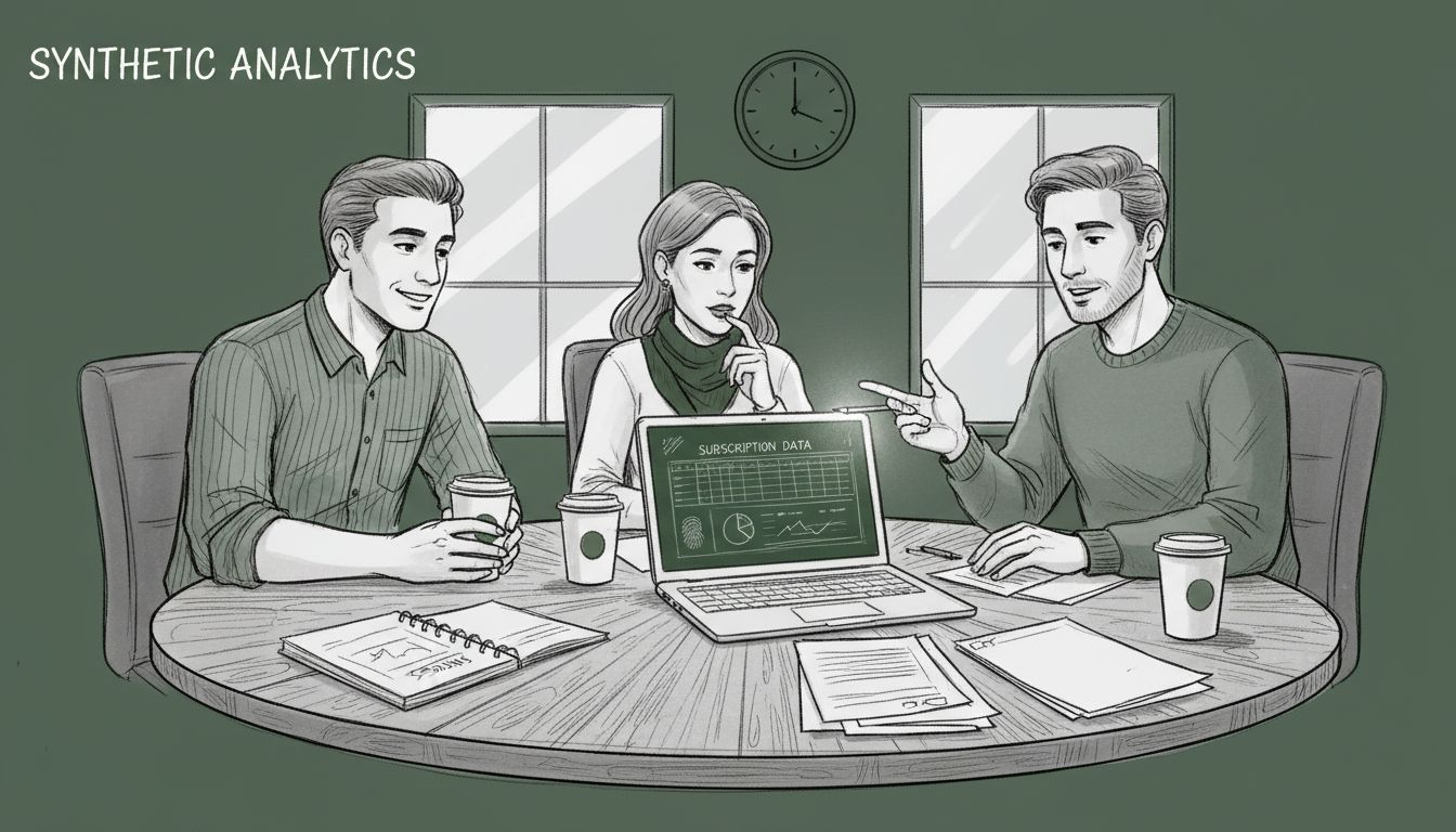 Small team discussing customer retention data