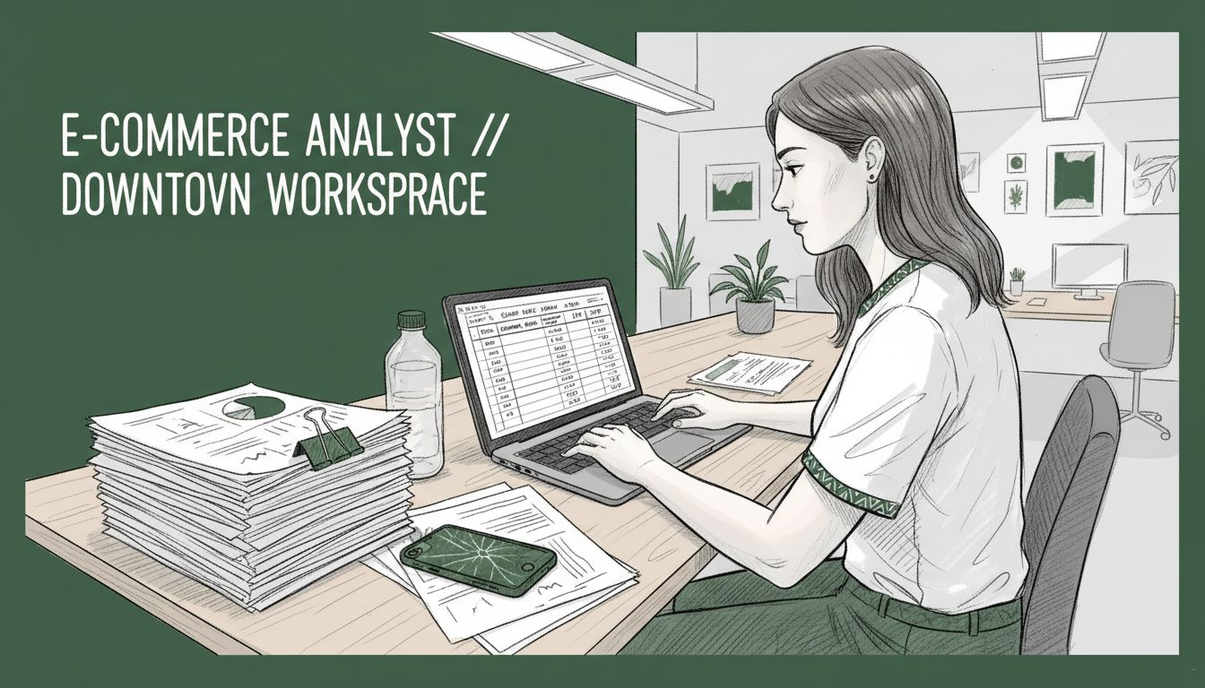 Analyst reviewing CLV spreadsheet at shared desk