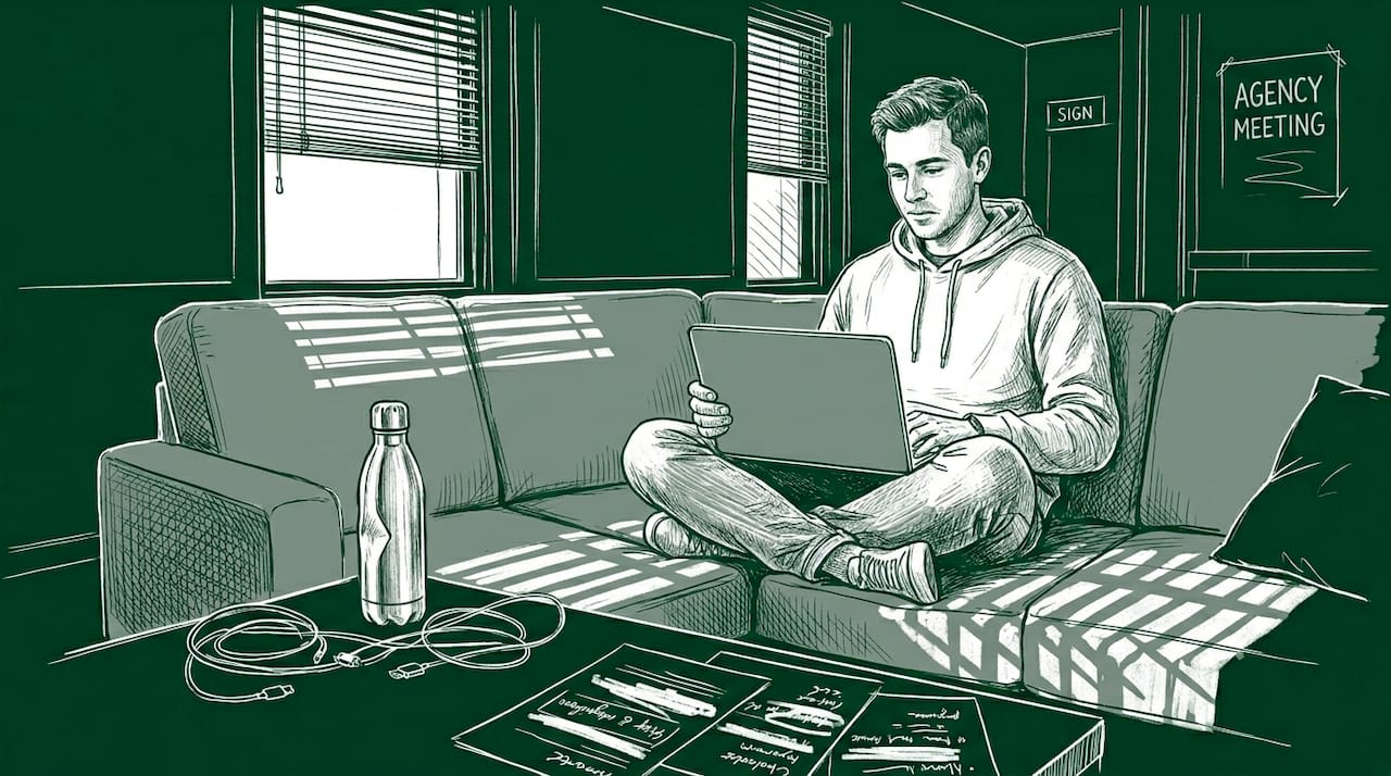 Marketer testing email CTA designs on laptop