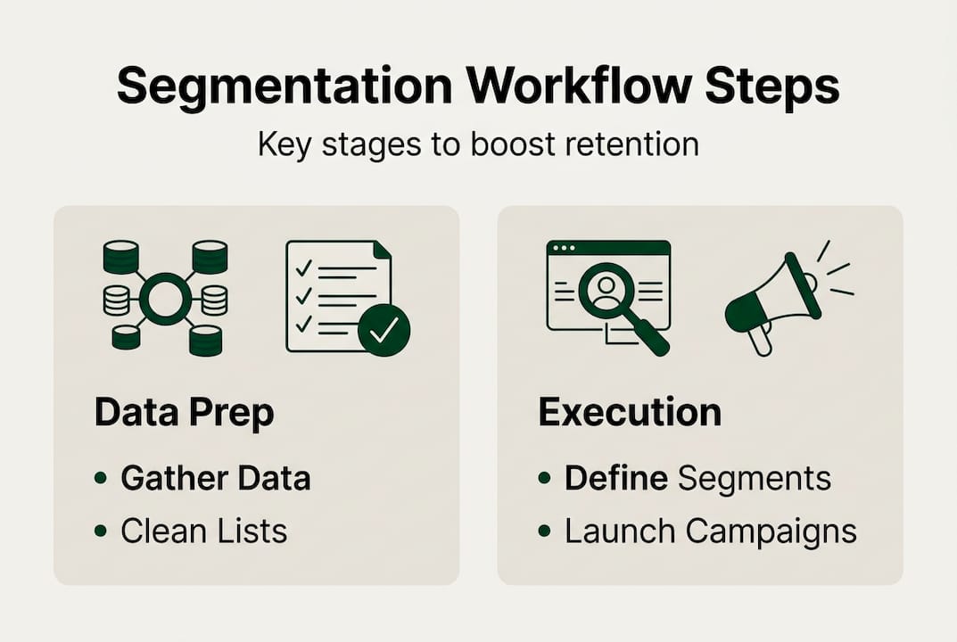 Infographic showing steps in email segmentation workflow