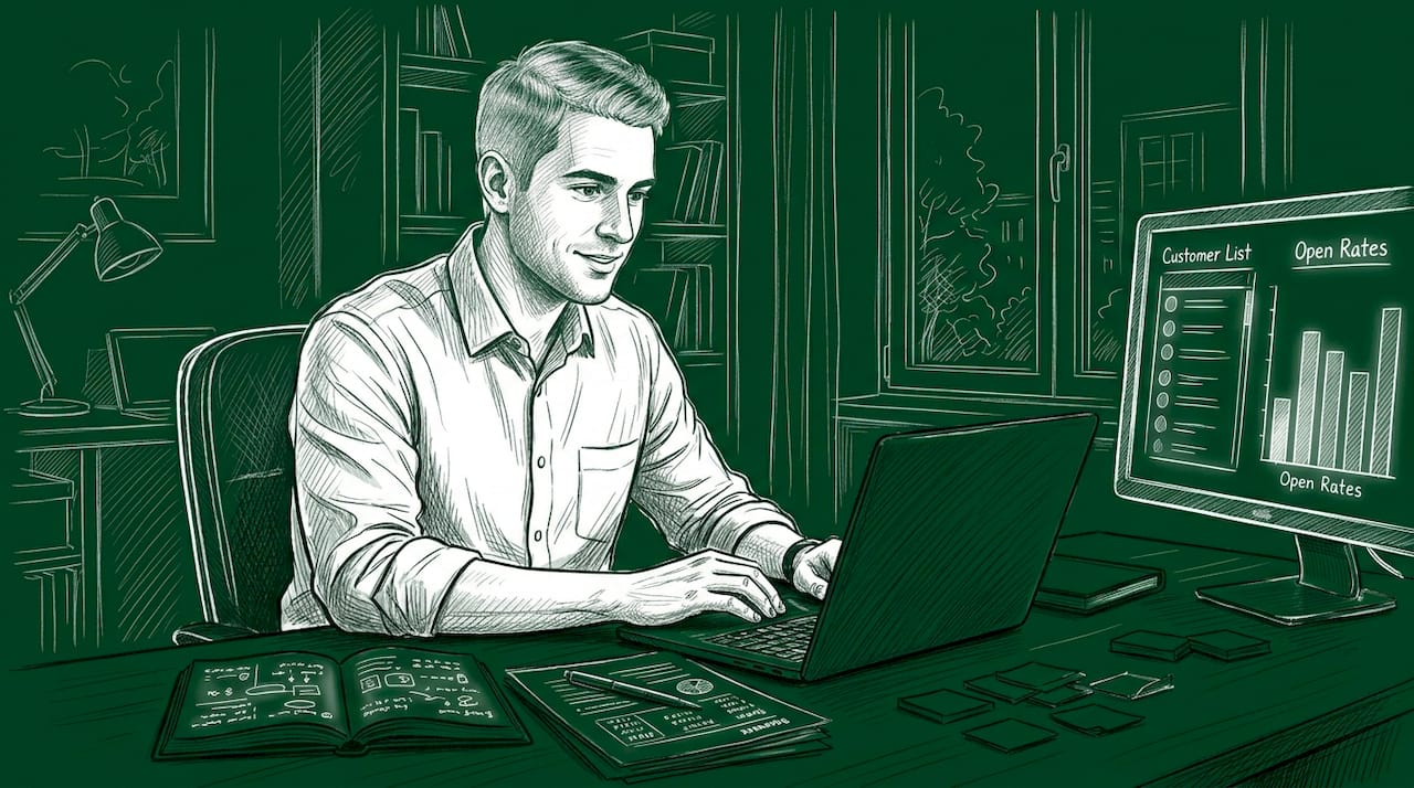 Man reviewing personalized Shopify email stats