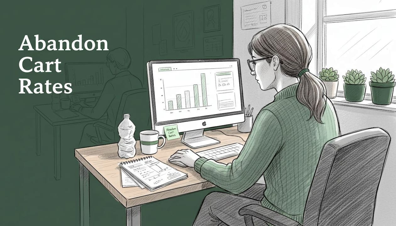 Woman analyzing ecommerce email metrics at desk