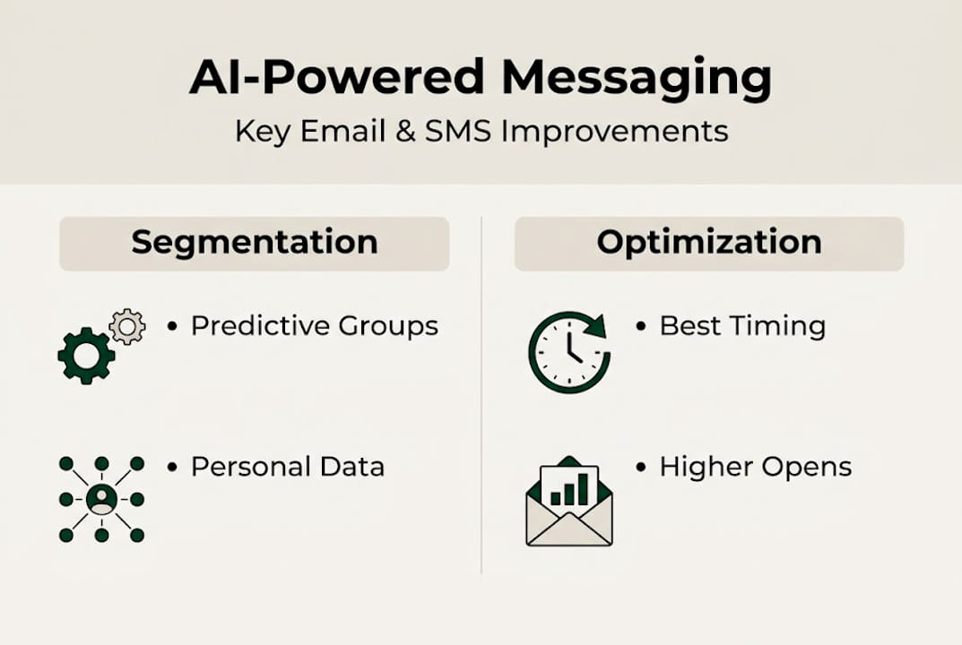 Infographic on AI-powered email and SMS improvements