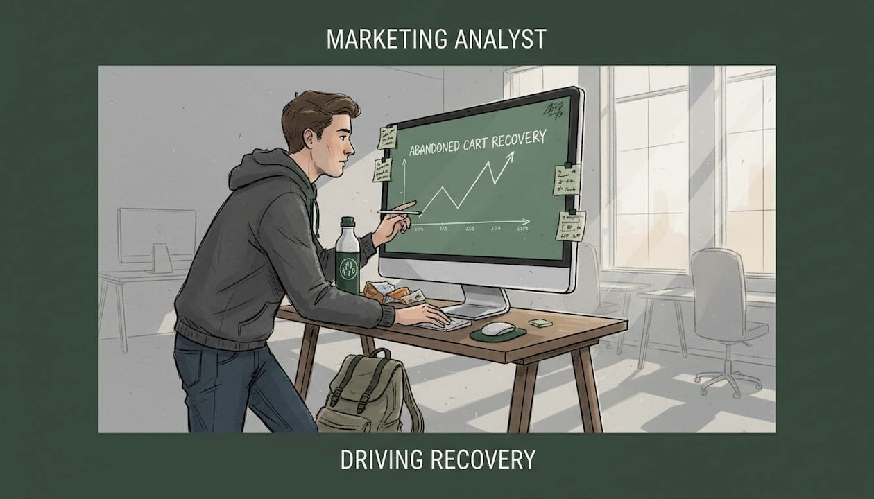 Analyst reviewing abandoned cart campaign stats