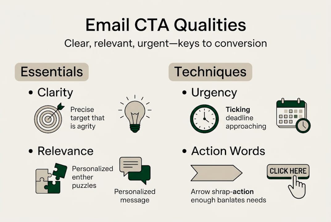 Infographic showing top qualities of email CTAs