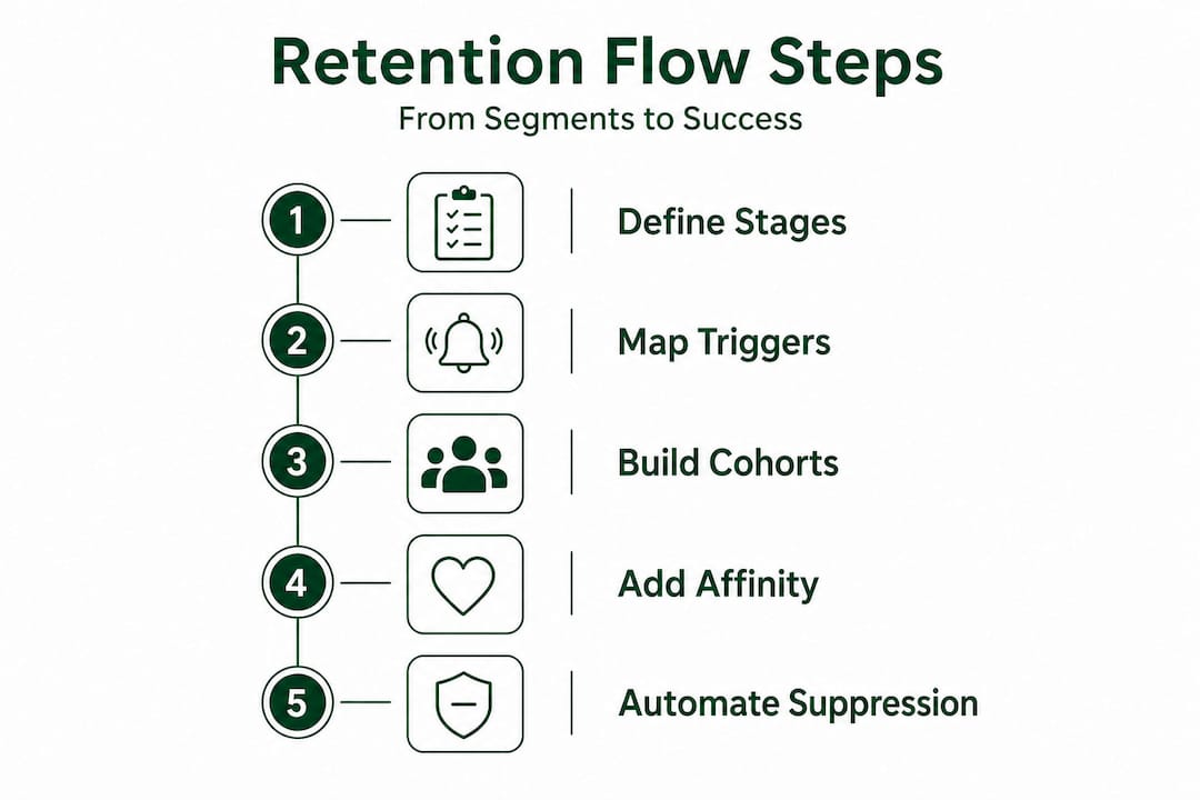 Infographic showing steps for automated retention flows