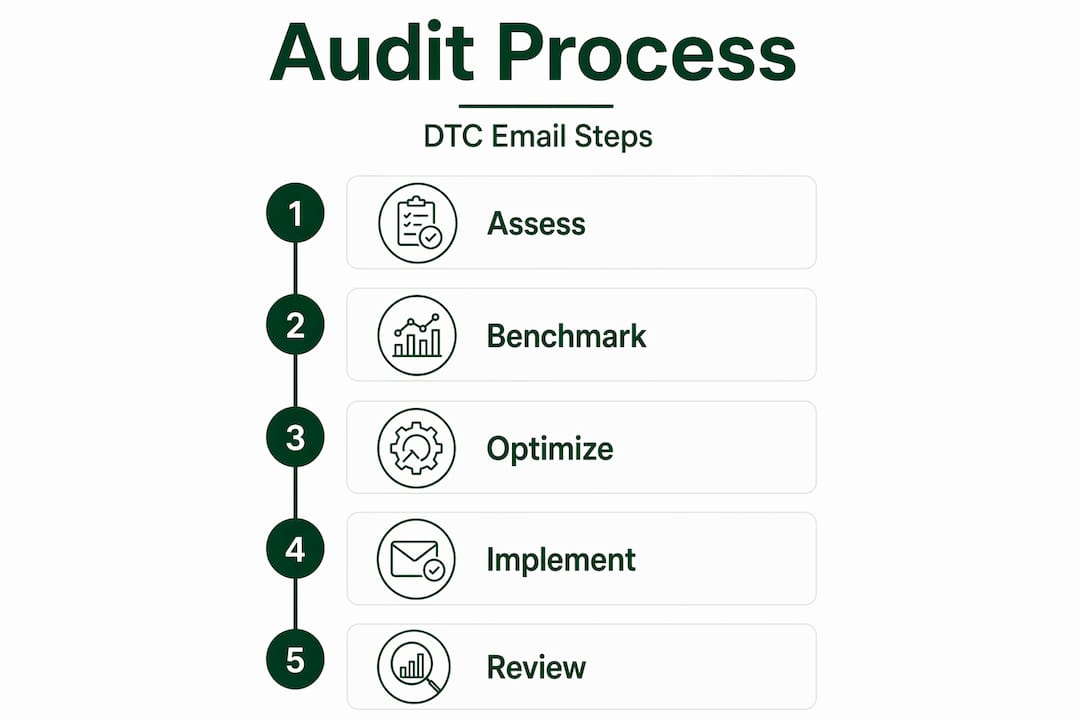 Infographic of DTC email audit process steps